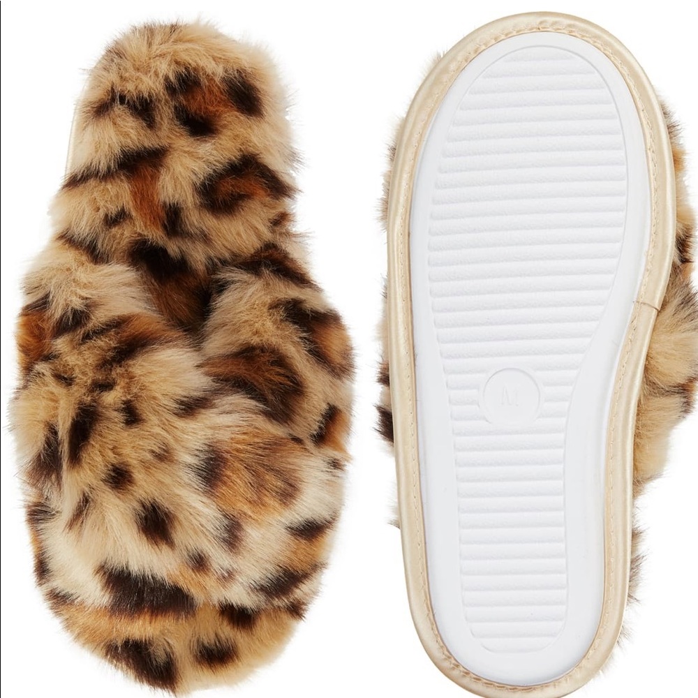 Nordstrom leopard faux fur slippers